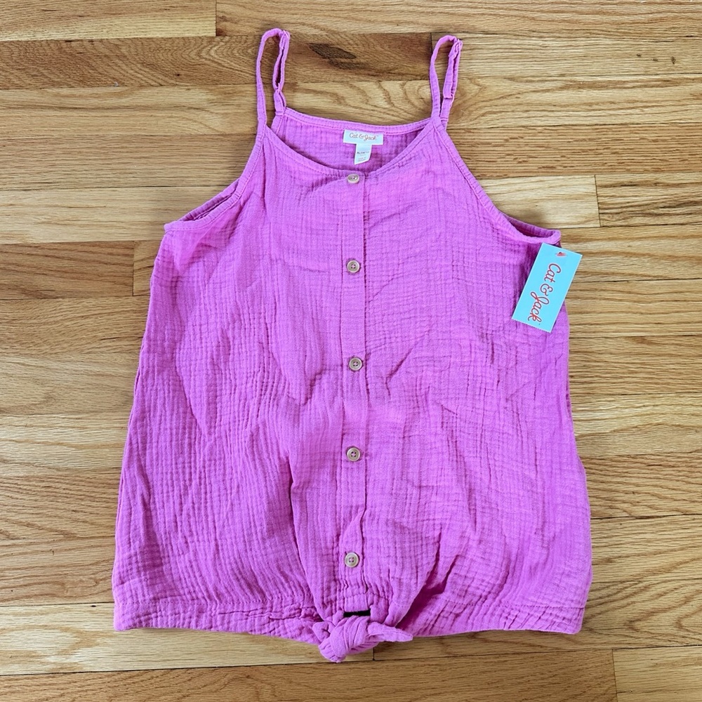 NWT Cat & Jack 100% Cotton Tie Front Sleeveless Top Sz XL 14/16
